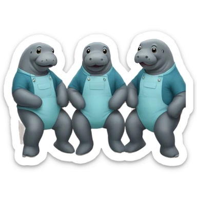 3 manatees in a barbershop triplet sticker