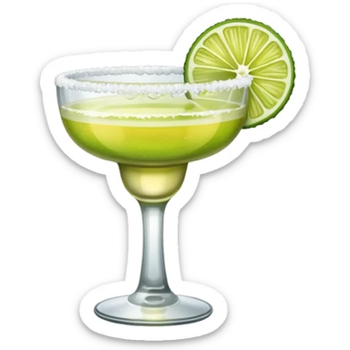 Margarita – glass with salted rim, lime wedge sticker