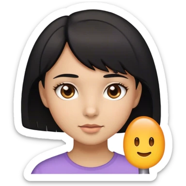 Une fille avec des cheveux courts noirs une peau noire et un peu clair les yeux marrons, clair sticker