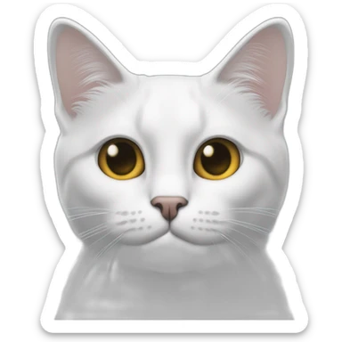 Un chat blanc avec des taches noires devant chaque oreilles et une tache noires au niveau du menton  sticker