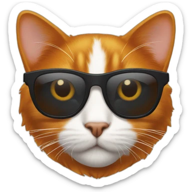 Un chat tout roux avec des lunettes de soleil noire sticker