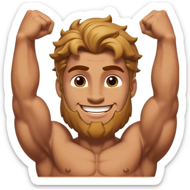 Cinematic Realistic Hercules Portrait, head tilted playfully and inquisitively, showcasing his formidable build softened by a warm, inviting smile. His eyes sparkle with a sense of mirth and determination, while his detailed attire and natural highlights capture the essence of a mighty hero with a friendly spirit. sticker