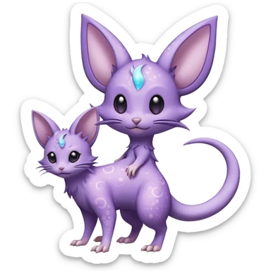 Celestial Crescent Lunar Lumine Stellar Rattata-Noibat-Espeon-Purrloin-Fakemon-hybrid-creature (full body) sticker