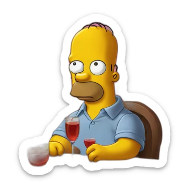 the Simpson having an aperitif sticker