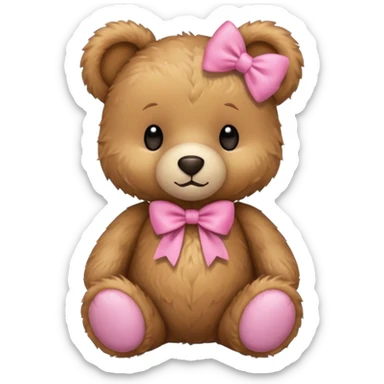 Cute teddy bear with a pink bow. sticker