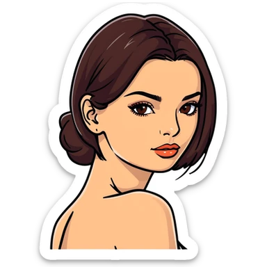 Emily Ratajkowski, glamorous model with dark brown hair, brown eyes, perfect eyebrows sticker