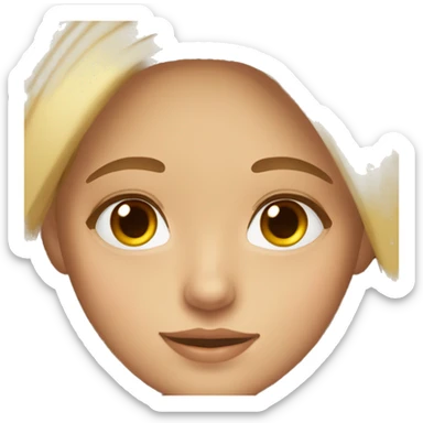 Girl with long brown hair with blonde streaks and hazel eyes with lashes sticker