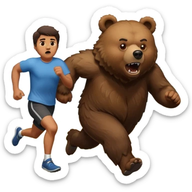 A man being lovingly chased by a bear 🐻 but he thinks the bears going to eat him  sticker