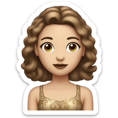 Create the zodiac sign leo as a pale brunette brown hair girl with elaborate makeup and dress that matches the zodiac sign  sticker