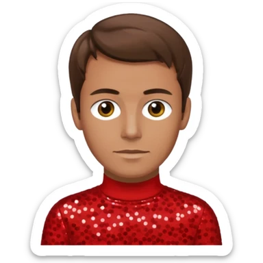 Murray Cook from The Wiggles with brown hair, red sequin skivvy shirt sticker