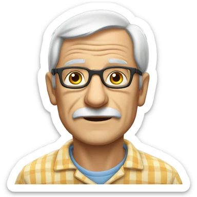 An  elderly  European  man  with  glasses,  wrinkles,  and  wearing  pajamas. sticker