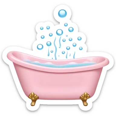 light pink bathtub filled with light pink water and bubbles sticker