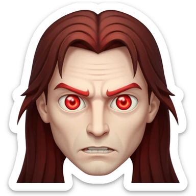 Evil, shadowie Male lord with Red glowing eyes and Long Brown Hair  sticker