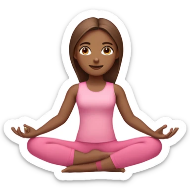 girl with brown long stright hairs with brown eyes doing yoga in pink clothes  sticker