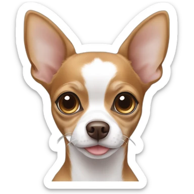 brown chihuahua with rounded head and white markings on her forehead and white markings in the two front paws sticker