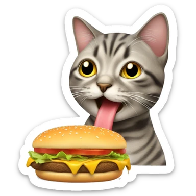 Cat eating cheeseburger sticker