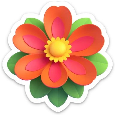 Make the colors of the flower more saturated while preserving the modern 3D iOS style with volumetric petals, soft shadows, minimalism, smooth shapes, and a light background. sticker