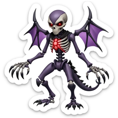 Shiny Badass Edgy Dark Evil Spectral Dusky Spooky Skeletal Cool Hot Stylish Handsome Duskull-Darkrai-Genesect-Fakémon-fusion (full body) sticker