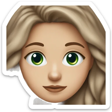 white girl with brown long hair and blue/green hazel eyes and a jhot chocolate sticker