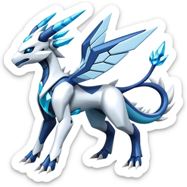 Futuristic Kyurem-reshiram-Glaceon-dialga-suicune-hybrid, full body sticker