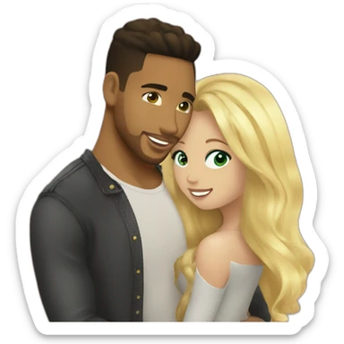 Romeo santos and blond girl green eyes hugging sticker