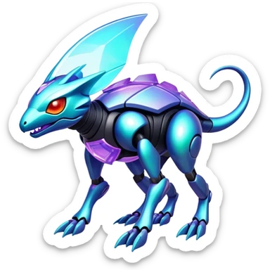  exotic tropical iridescent cyber-Protogen-Fakémon-Pokémon-Vernid-creature sticker