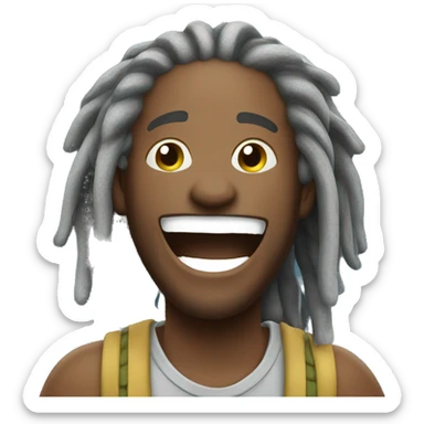 man with dreads laughing a waterfall sticker