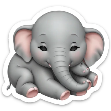 meme-worthy-cute-sleeping-baby-elephant-portrait-emoji,-head-resting-peacefully-with-a-contented-smile,-showcasing-a-delightfully-tiny-build-and-a-luxuriously-soft-gray-hide,-eyes-shut-in-a-serene,-restful-nap,-simplified, eyes closed sticker