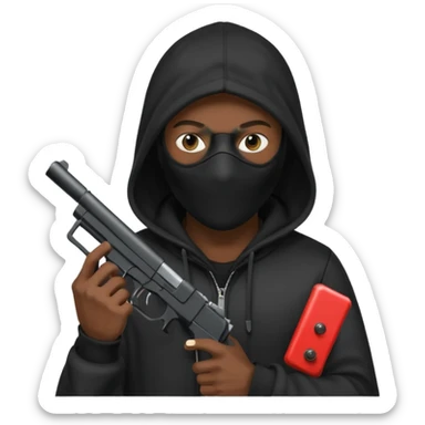 Hoodlum burglar madk and gun with switch and extended clip sticker
