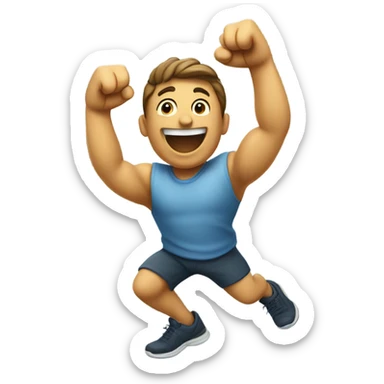 man pumping his fist in the air (moving it towards his lower body area) celebrating a victory. super enthusiastic  sticker