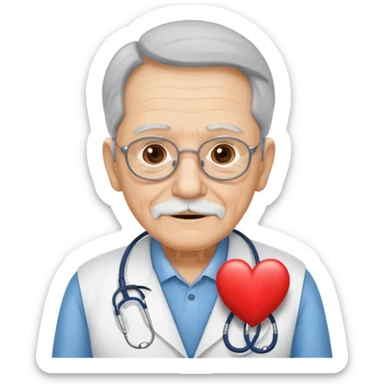 una imagen de un abuelo de 63 años con una enfermedad cardiovascular pero puedes poner al rededor habitos saludables PERO QUE SUFRA DE ENFERMEDAD CARDIOVASCULAR Y QUE NO SE VEA TAN FELIZZ sticker