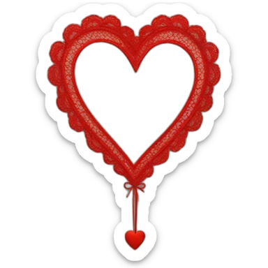 Red lace heart frame  sticker