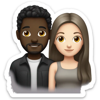 Dark hair white girl with black boyfriend sticker