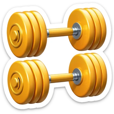 “3D glossy emoji of a dumbbell, bright colors, shiny plastic texture, soft reflections, cute rounded style, high detail, fitness icon, clean white background.” sticker