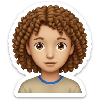 adolescent au visage impassible. Cheveux chatains frisés sticker