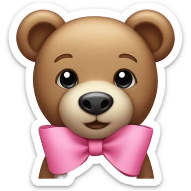 A cute teddy bear with a pink bow sticker