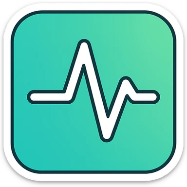 minimalist iOS app icon, professional medical style, heartbeat line graph ECG in crisp white, gradient background hospital green and white, clean, trustworthy, tech-inspired, subtle depth with soft shadows, iOS-flat-design, no text, single bold medical symbol centered sticker