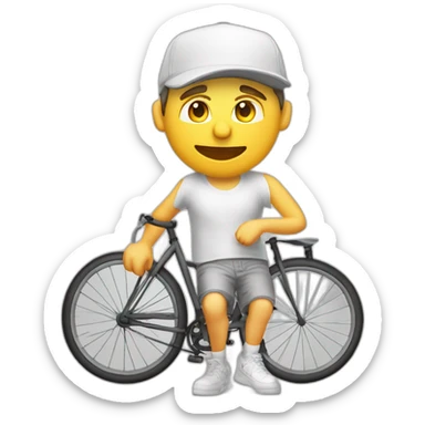 hombre gordo piel blanca con gorra bermudas pipa y bicicleta sticker