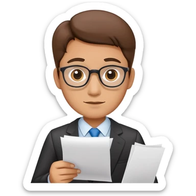 accountant with paper in hand, no glasses sticker