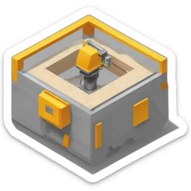 isometric hexagon solid outline border containing indoor creative factory woodworking metalworking people active working cnc machine tools simple clean industrial makerspace concrete #edc31b  sticker