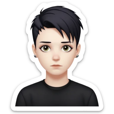 goth nonbinary person with cool masculine haircut sticker