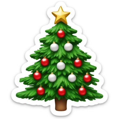 Christmas tree with red and white ornaments sticker