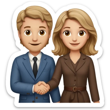 Married couple male dirty blonde hair and female brown wavy hair sticker