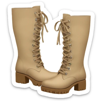 pair of beige chunky knee high boots sticker