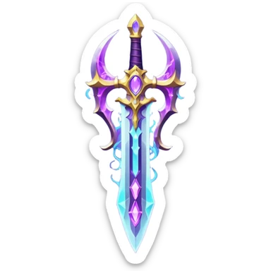magical greatsword with a Eldritch purple powers in it sticker