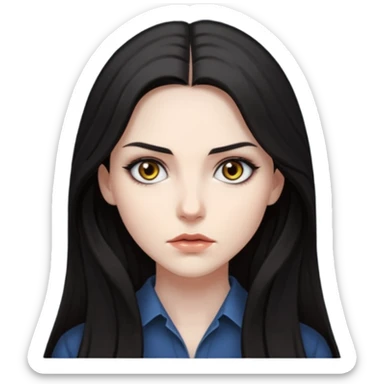 Mysterious, intense stare, hard to read but magnetic. woman long hair
more dinamic emoji  sticker