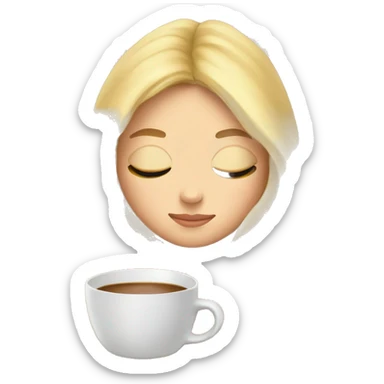 Blonde girl inside a blanket sipping coffee eyes closed cozy sticker
