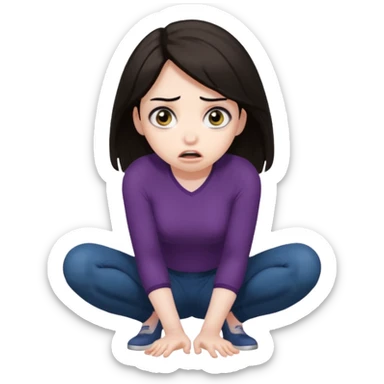 frightened woman crouching sticker