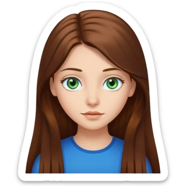girl with long brown hair and blue green eyes sticker