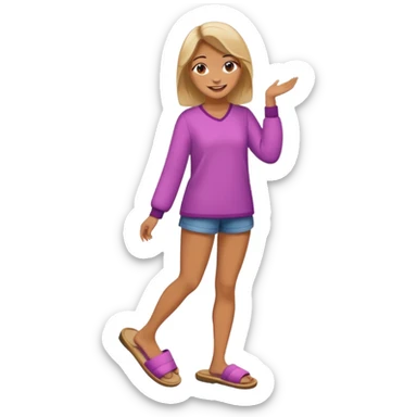 woman model standing with slippers on her feet sticker